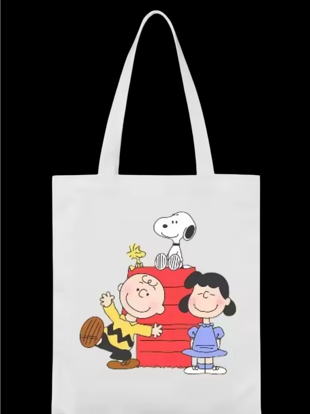 Snoopy & Peanuts Characters Canvas Tote in Cream- front/back